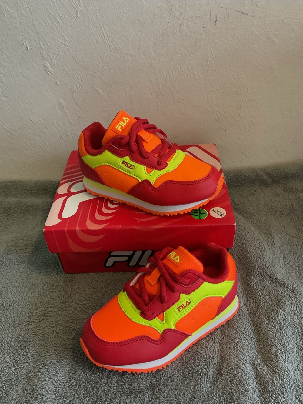 Fila Kids Bright Orange & Neon Lime Sneaker